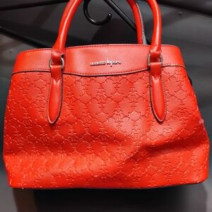 Nanette Lepore Red Embossed Leather Tote